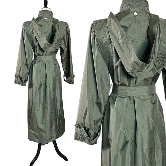 Vintage Green Trench Coat - Picture 6 of 10